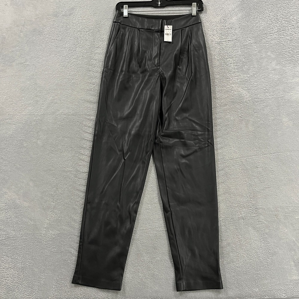 Express Faux Leather Pants Womens 2L High‎ Rise Black Grunge Goth Biker Y2K